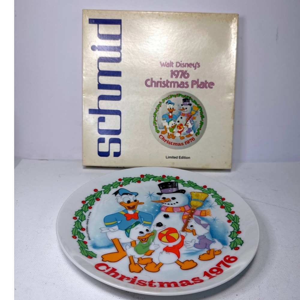 Schmid Disney 1976 Christmas Plate Donald Duck Nephews Limited Edition Boxed